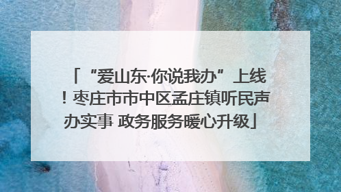“爱山东·你说我办”上线！枣庄市市中区孟庄镇听民声办实事 政务服务暖心升级