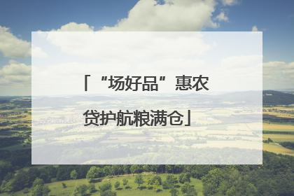 “场好品”惠农贷护航粮满仓