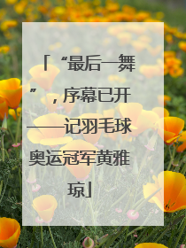 “最后一舞”，序幕已开——记羽毛球奥运冠军黄雅琼