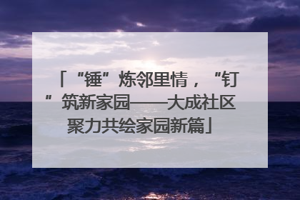 “锤”炼邻里情，“钉”筑新家园——大成社区聚力共绘家园新篇
