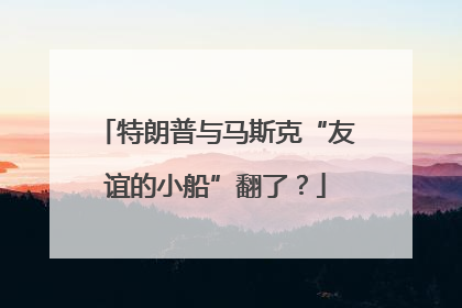 特朗普与马斯克“友谊的小船”翻了？