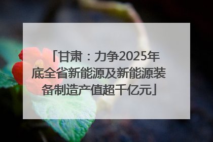 甘肃：力争2025年底全省新能源及新能源装备制造产值超千亿元