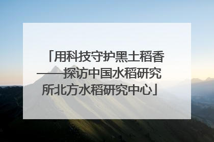 用科技守护黑土稻香——探访中国水稻研究所北方水稻研究中心