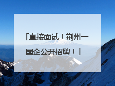 直接面试！荆州一国企公开招聘！