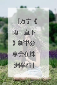 万宁《雨一直下》新书分享会在株洲举行