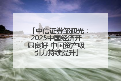 中信证券邹迎光：2025中国经济开局良好 中国资产吸引力持续提升