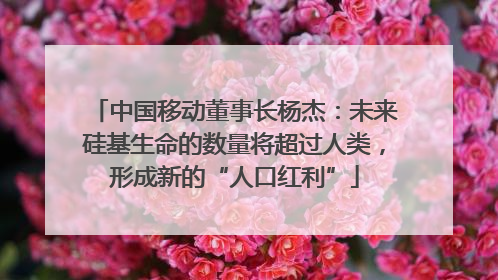 中国移动董事长杨杰：未来硅基生命的数量将超过人类，形成新的“人口红利”