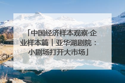 中国经济样本观察·企业样本篇︱亚华湖剧院：小剧场打开大市场