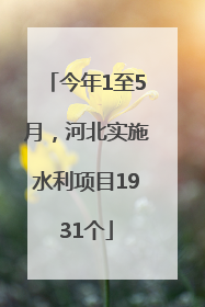 今年1至5月，河北实施水利项目1931个