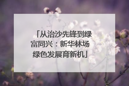 从治沙先锋到绿富同兴：新华林场绿色发展育新机