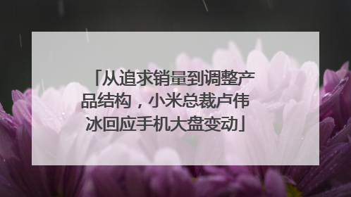 从追求销量到调整产品结构，小米总裁卢伟冰回应手机大盘变动