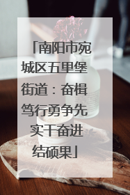 南阳市宛城区五里堡街道：奋楫笃行勇争先 实干奋进结硕果