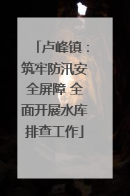 卢峰镇：筑牢防汛安全屏障 全面开展水库排查工作