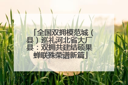 全国双拥模范城（县）巡礼河北省大厂县：双拥共建结硕果 蝉联殊荣谱新篇