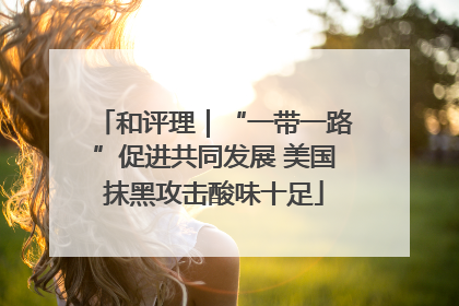 和评理｜“一带一路”促进共同发展 美国抹黑攻击酸味十足