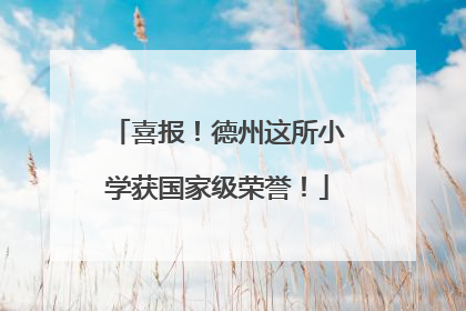 喜报！德州这所小学获国家级荣誉！