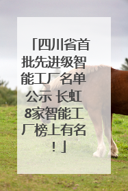 四川省首批先进级智能工厂名单公示 长虹8家智能工厂榜上有名！
