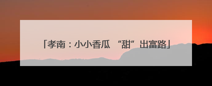 孝南：小小香瓜 “甜”出富路