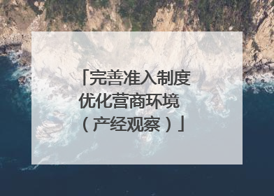 完善准入制度 优化营商环境（产经观察）