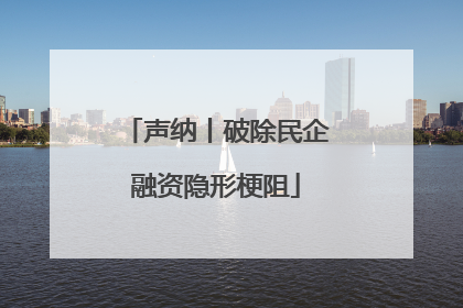 声纳丨破除民企融资隐形梗阻