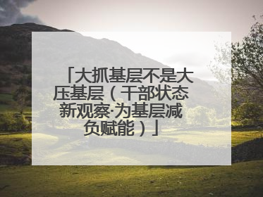 大抓基层不是大压基层（干部状态新观察·为基层减负赋能）