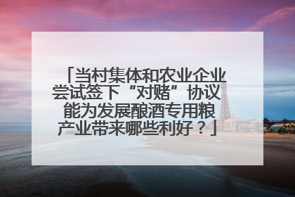当村集体和农业企业尝试签下“对赌”协议 能为发展酿酒专用粮产业带来哪些利好？