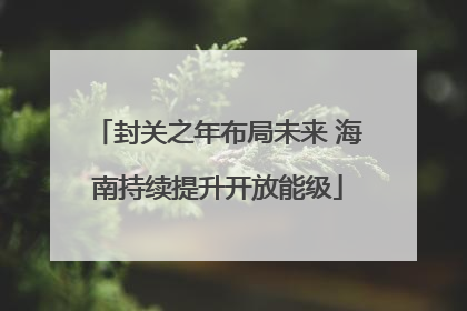 封关之年布局未来 海南持续提升开放能级