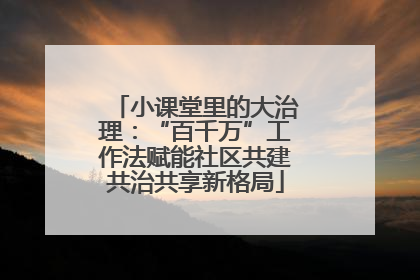 小课堂里的大治理：“百千万”工作法赋能社区共建共治共享新格局