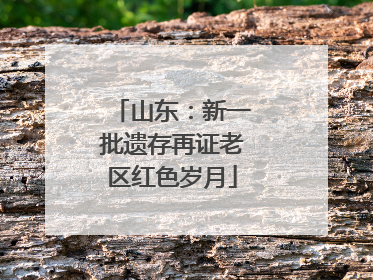 山东：新一批遗存再证老区红色岁月