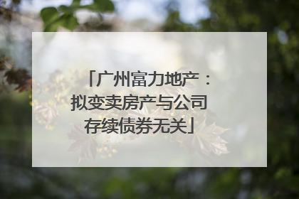 广州富力地产：拟变卖房产与公司存续债券无关