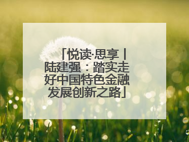 悦读·思享丨陆建强：踏实走好中国特色金融发展创新之路