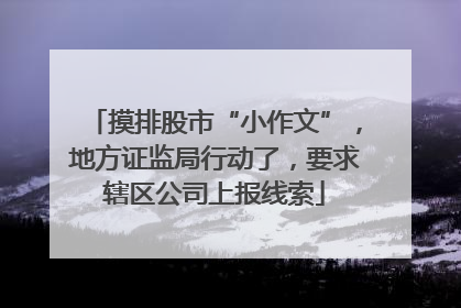 摸排股市“小作文”，地方证监局行动了，要求辖区公司上报线索