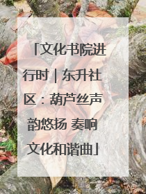 文化书院进行时｜东升社区：葫芦丝声韵悠扬 奏响文化和谐曲