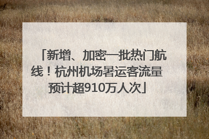 新增、加密一批热门航线！杭州机场暑运客流量预计超910万人次