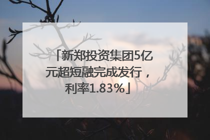 新郑投资集团5亿元超短融完成发行，利率1.83％