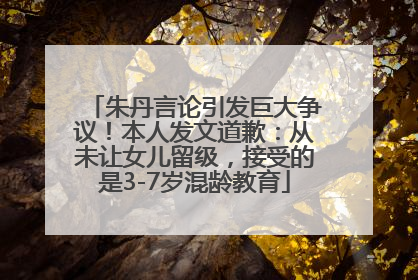 朱丹言论引发巨大争议！本人发文道歉：从未让女儿留级，接受的是3-7岁混龄教育