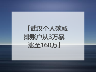 武汉个人碳减排账户从3万暴涨至160万