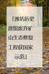 潍坊历史遗留废弃矿山生态修复工程获国家示范