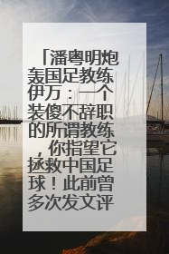 潘粤明炮轰国足教练伊万：一个装傻不辞职的所谓教练，你指望它拯救中国足球！此前曾多次发文评价国足