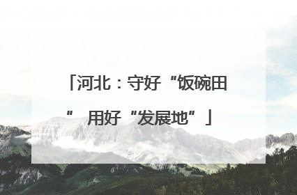河北：守好“饭碗田” 用好“发展地”