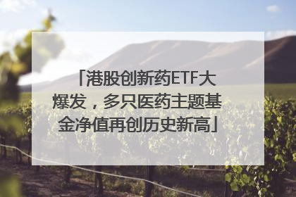 港股创新药ETF大爆发，多只医药主题基金净值再创历史新高