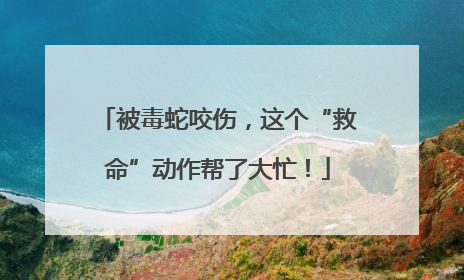 被毒蛇咬伤，这个“救命”动作帮了大忙！