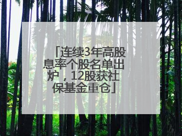 连续3年高股息率个股名单出炉，12股获社保基金重仓