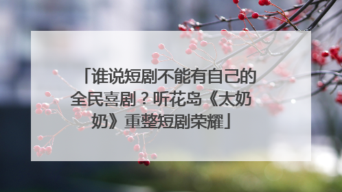 谁说短剧不能有自己的全民喜剧？听花岛《太奶奶》重整短剧荣耀